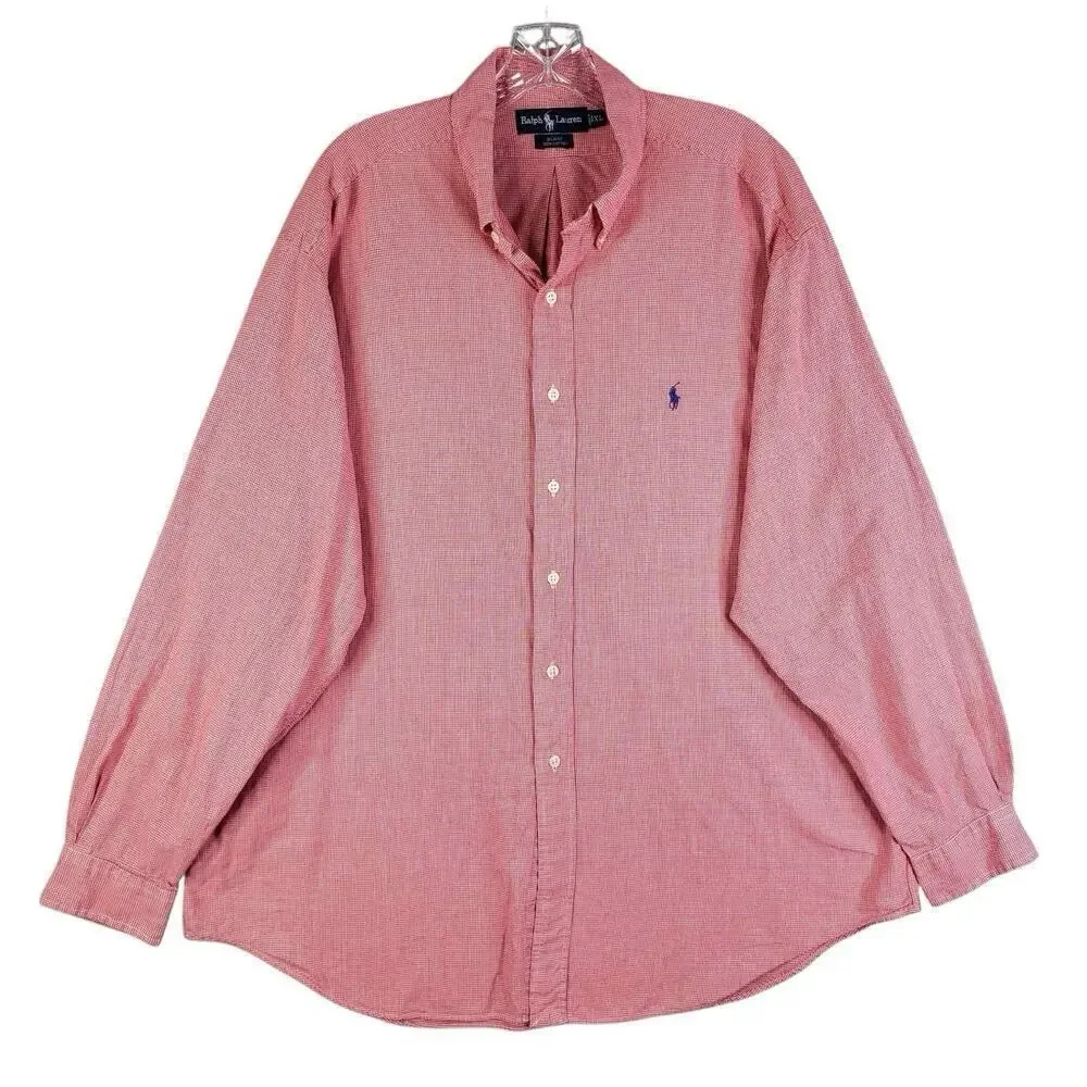 Polo Ralph Lauren Shirt Oxford Button Down LS Mens Size ? Red Houndstooth